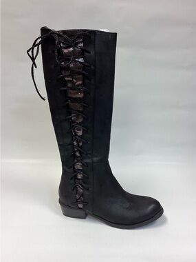 Very Volatile Black  Lace-Up Riding Boots